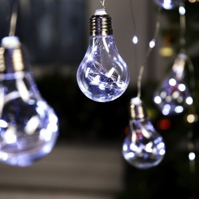 Гирлянда «Нить» 3 м с насадками «Лампочки», IP20, прозрачная нить, 100 LED, свечение белое, 12 В