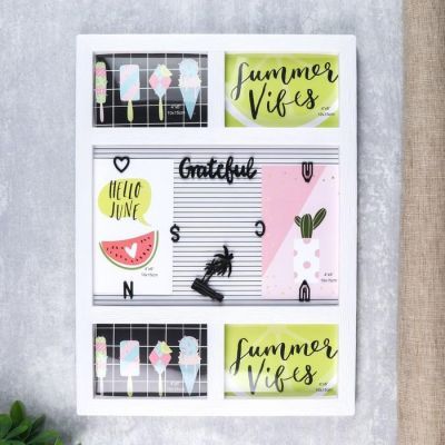 Фоторамка пластик на 6 фото 10х15 см "Коллаж" белая 45х33 см