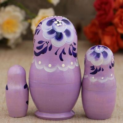 Матрёшка «Роза», сиреневое платье, 3 кукольная, 9 см