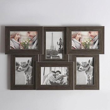 Фоторамка на 6 фото 10х15 см Еллоу Фото ПР-615-О "Сталь" с подставкой,  пластик