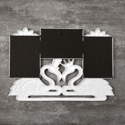 Фоторамка пластик на 3 фото 10х15 см "Фламинго" белая 29х42 см