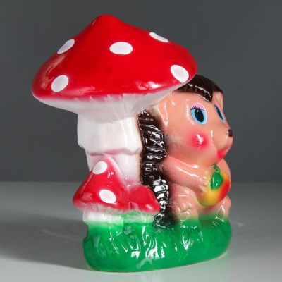 Копилка "Ёжик под грибом", глянец, разноцветная, 21 см