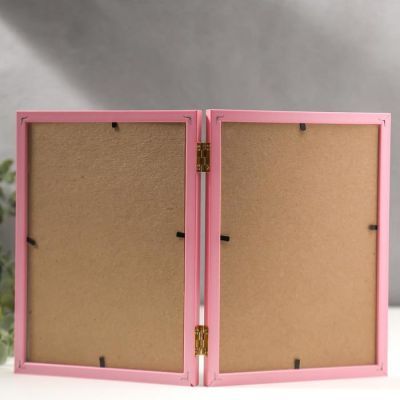 Фоторамка пластик 15х21 двойная, розовый