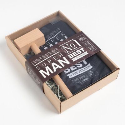 Кухонный набор Super man,варежка-прихватка 20х28см, молоток деревянный