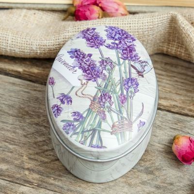 Шкатулка металл овал "Лаванда" МИКС 3х7х5 см