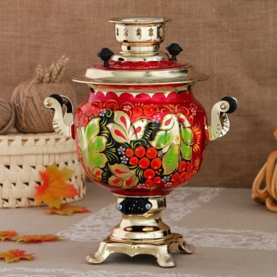 Самовар «Рябина», овал, 3 л, электрический