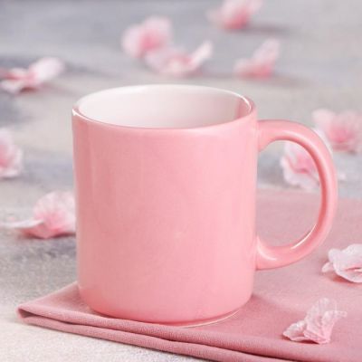 Кружка "Офисная", деколь весна, бело-розовая, 0.35 л, микс