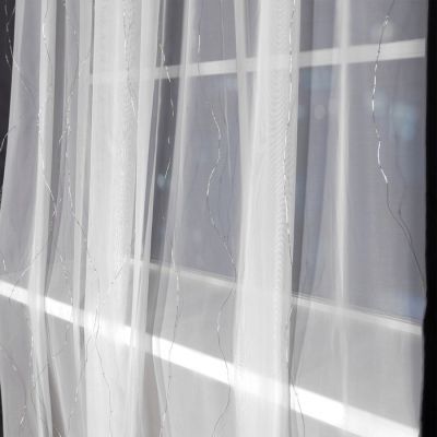 Гирлянда «Занавес» 2.8 × 3 м роса на крючках, IP20, серебристая нить, 300 LED, свечение тёплое белое, мерцание, USB