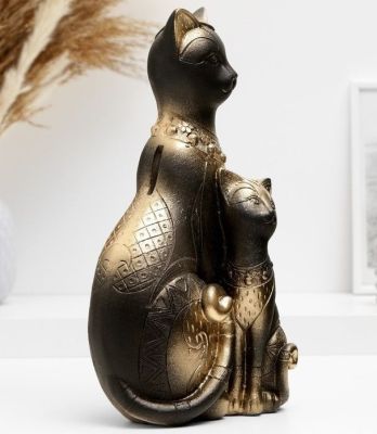 Копилка "Кошка с котенком фараонские", 29см (гипс)