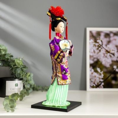 Кукла коллекционная "Китаянка в национальном платье с опахалом" 32х12,5х12,5 см