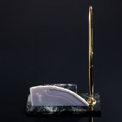 Набор настольный "Агат", 14х5х7 см, змеевик, агат, микс