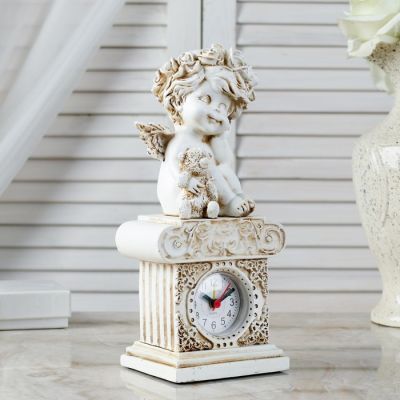 Часы настольные  "Ангел с медведем", h=24 см