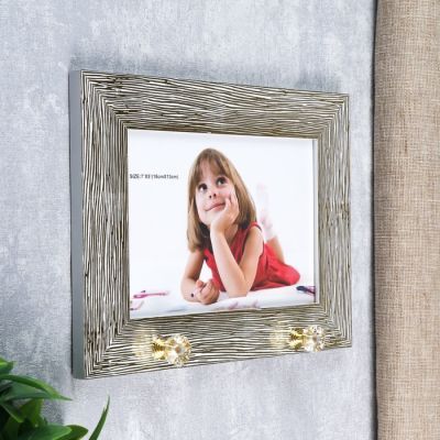 Фоторамка пластик с крючками 13х18 см "Зебра" золото на белом 18х23х3,5 см