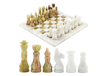 Шахматы подарочные из натурального камня оникс (поле 30 х 30 см)