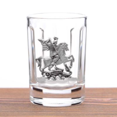 Набор для водки "Георгий Победоносец" 7 предметов, барельеф олово