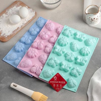 Форма для выпечки Доляна «Пыльца», 29×17 см, 15 ячеек, цвет МИКС