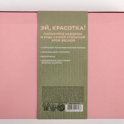 Гифт-бокс "You go girl", ремень, обложка для паспорта, визитница и ежедневник