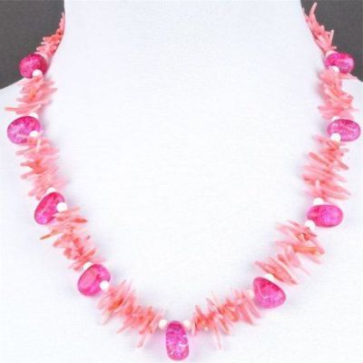 Бусы Коралл, Хрусталь, Кахолонг "Эстет" арт. ГРУ-1542