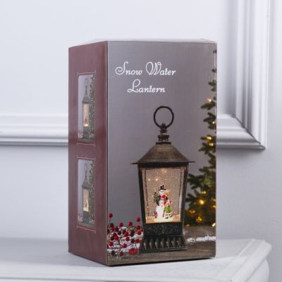 Светодиодная фигура «Фонарь со снеговиком» 12 × 24 × 12 см, пластик, батарейки ААх3 (не в комплекте), USB, свечение тёплое белое