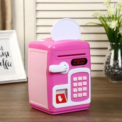 Копилка пластик для монет и купюр "Сейф - Яркий" кодовый замок, звук 3АА МИКС 18х13,5х14см