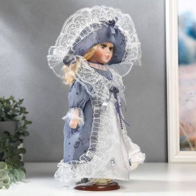 Кукла коллекционная керамика "Маленькая мисс в голубом платье" 30 см