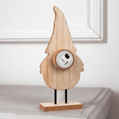 Светодиодная фигура «Дед Мороз» 7 × 22 × 5 см, дерево, батарейки CR2032, свечение тёплое белое