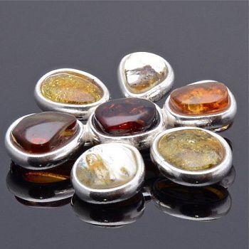 Брошь-кулон Янтарь "Ромашковое лето" арт.ЯК-1480