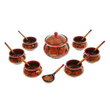 Набор посуды «Хохлома» для мёда, 14 предметов