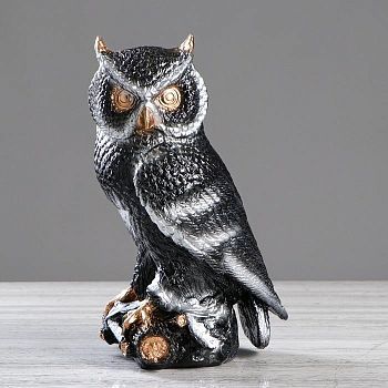 Копилка "Сова на ветке", чёрная, 31 см
