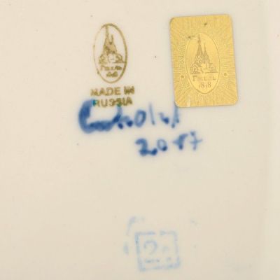 Селёдочница "Ракушка", гжель, фарфор, 2с