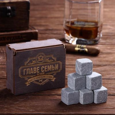 Камни для виски «Главе семьи», в деревянной упаковке, 9 шт.