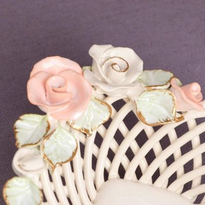 Конфетница "Кнопа", белая, цветная лепка, плетение, керамика, 8 см, микс