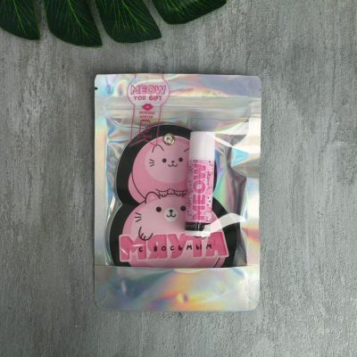 Набор "8 мяута", бальзам для губ, блокнотик