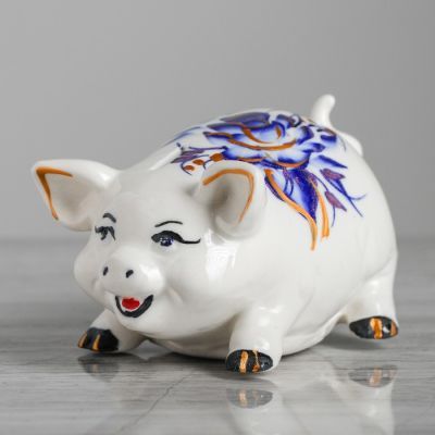 Копилка "Поросенок", глянец, роспись, 8.5 см