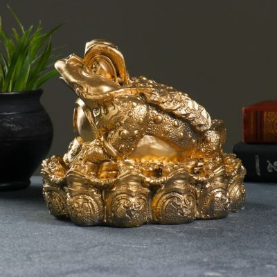 Копилка "Жаба фэн-шуй" (18х18см) под  золото 