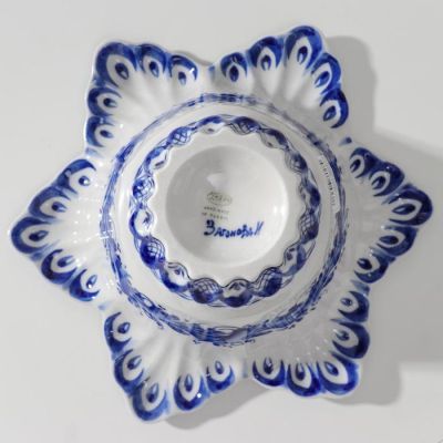 Салатник "Лилия " , авт.Голубенков Н.А., 24х24х10 см, 1 сорт, гжель