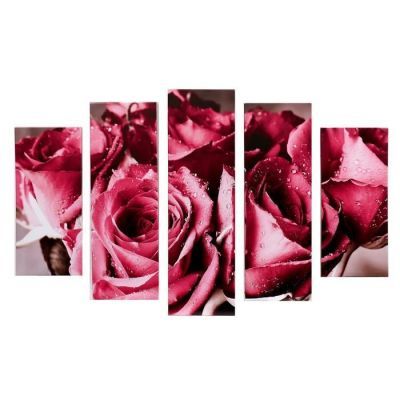 Модульная картина "Букет из роз" (2-23х52; 2-24х70; 1-24х80) 120х80см