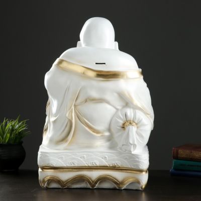 Копилка "Хотей сидя большой" белый с позолотой, 32х25х48см