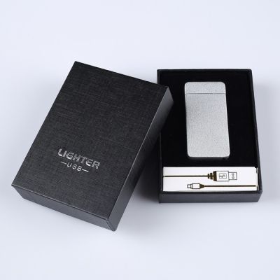Зажигалка электронная в подарочной коробке, USB, дуговая, серебристый металлик, 3.5х7 см
