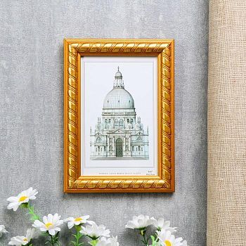 Фоторамка пластик 10х15 см "Золотые полосы на карамельном" 18х13х1 см