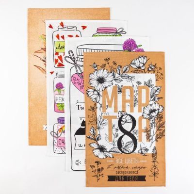 Набор полотенец кух. "Доляна" Любимая бабушка 35х60см-4шт, 100% хл