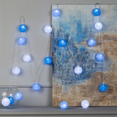 Гирлянда «Нить» 5 м с насадками «Клубки морские», IP20, прозрачная нить, 20 LED, свечение белое, 220 В