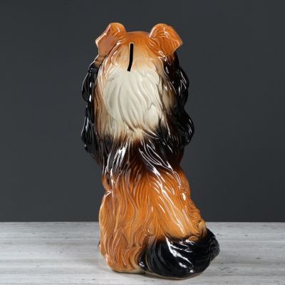 Копилка "Колли Боб", глазурь, коричневый цвет, 32 см