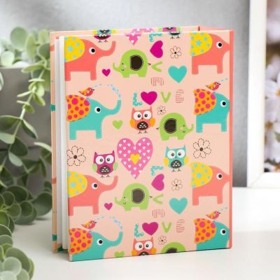 Фотоальбом "Слоники" на 100 фото 10х15 см, 12,5х5х16,5см.  ПП карм.