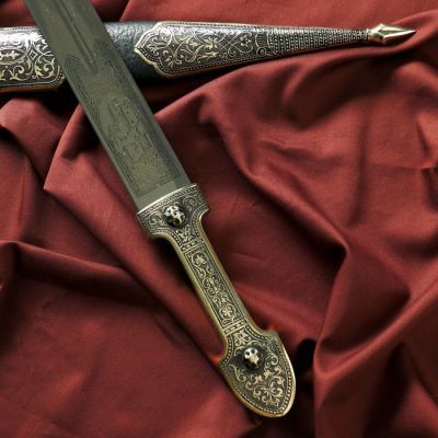 Кинжал сувенирный "Рагдан" кожа, мельхиор