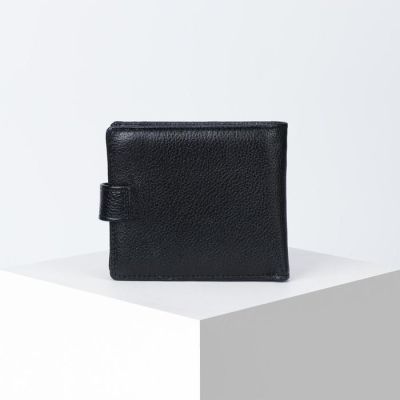 Портмоне мужское на кнопке, 3 отдела, отдел для карт, отдел для монет, цвет чёрный