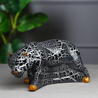 Копилка "Тигр", кракелюр, чёрный, 15 см