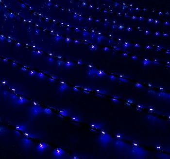 Гирлянда "Дождь" уличная (Ш:2 м, В:1,5 м, нить тёмная, синий)