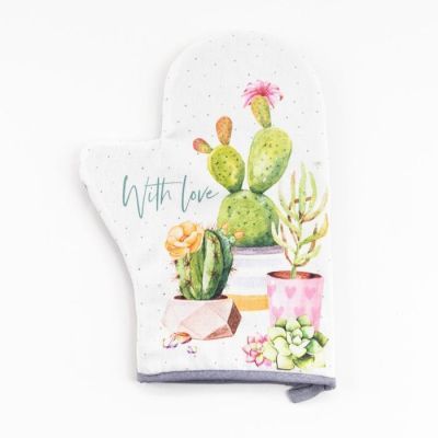 Варежка-прихватка "With love" 20х28см,саржа, 100% х/л, ватин 250г/м2