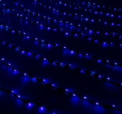 Гирлянда "Дождь" уличная (Ш:2 м, В:1,5 м, нить тёмная, синий)